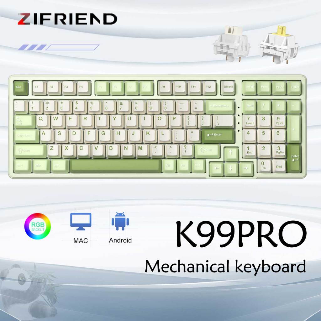 [New] Furycube K99PRO Gaming Mechanical Keyboard Gasket Structure RGB Wireless Bluetooth Keyboard