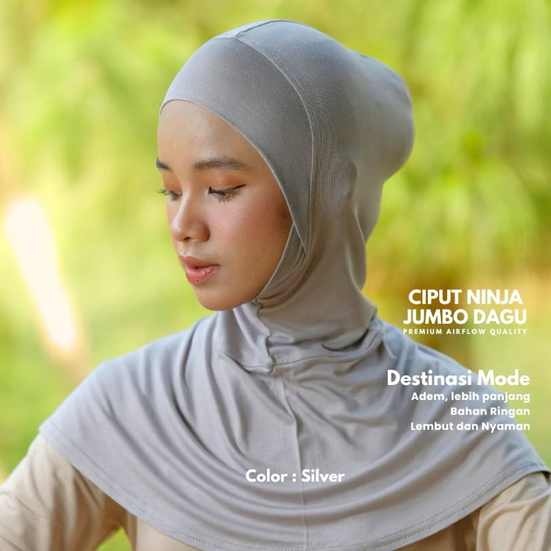 Ciput Ninja Dagu Leher Dada Full Cover Bahan 100% Rayon Super Inner Hijab Jumbo Anti Tembem Adem Str