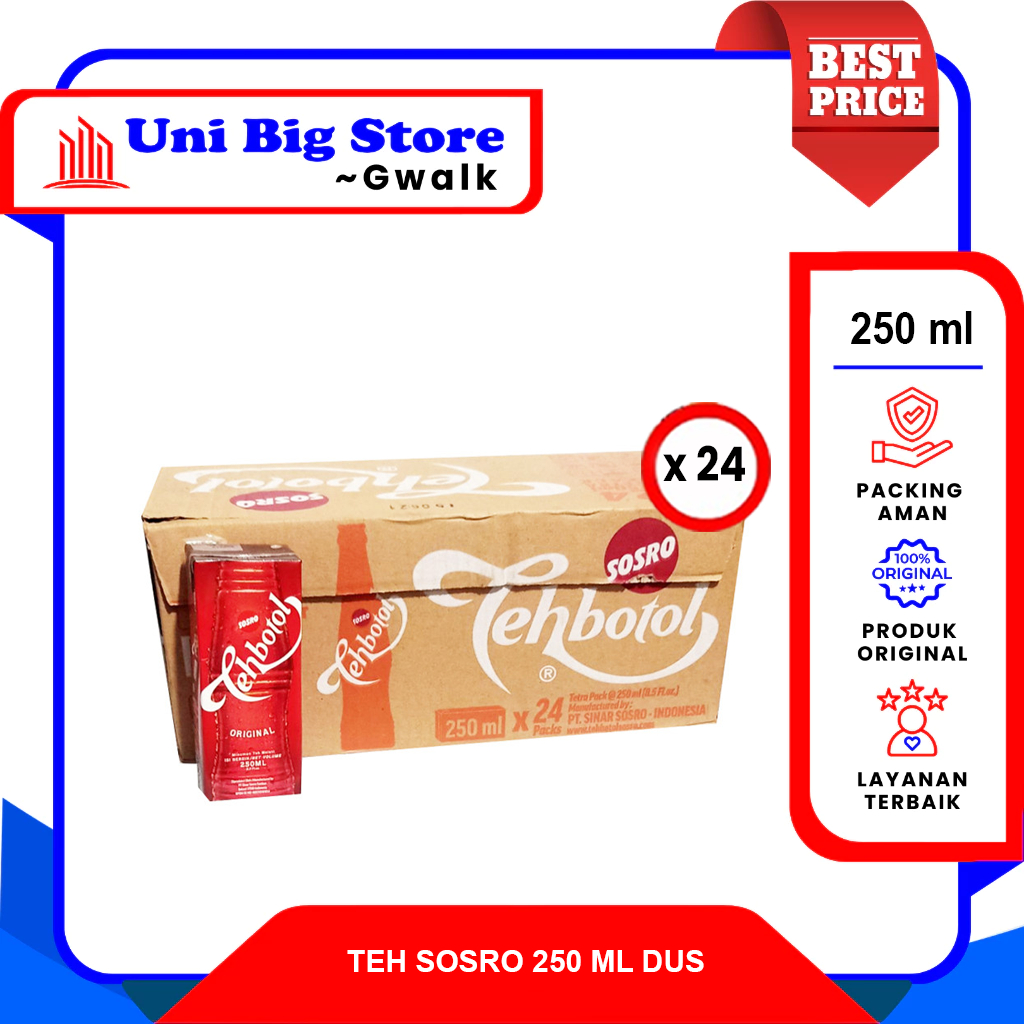 

SOSRO TEH BOTOL KOTAK ORIGINAL MELATI JASMINE TEA DUS - (250 ml x 24 pcs)