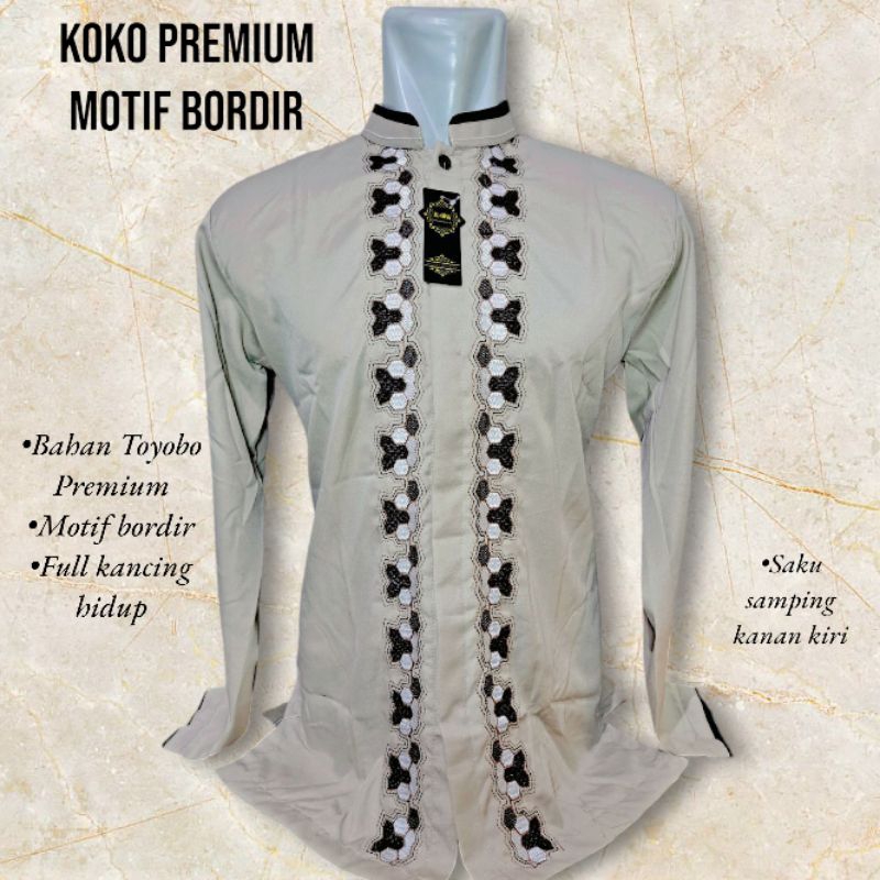 BAJU KOKO PRIA DEWASA LENGAN PANJANG PREMIUM BAJU MUSLIM BAGUS BORDIR BAJU KOKO TERLARIS GROSIR ECER