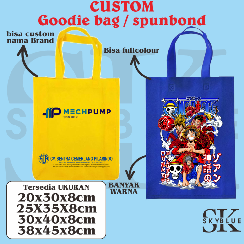 sablon fullcolour custom goodie bag spunbond print warna souvenir foto dtf