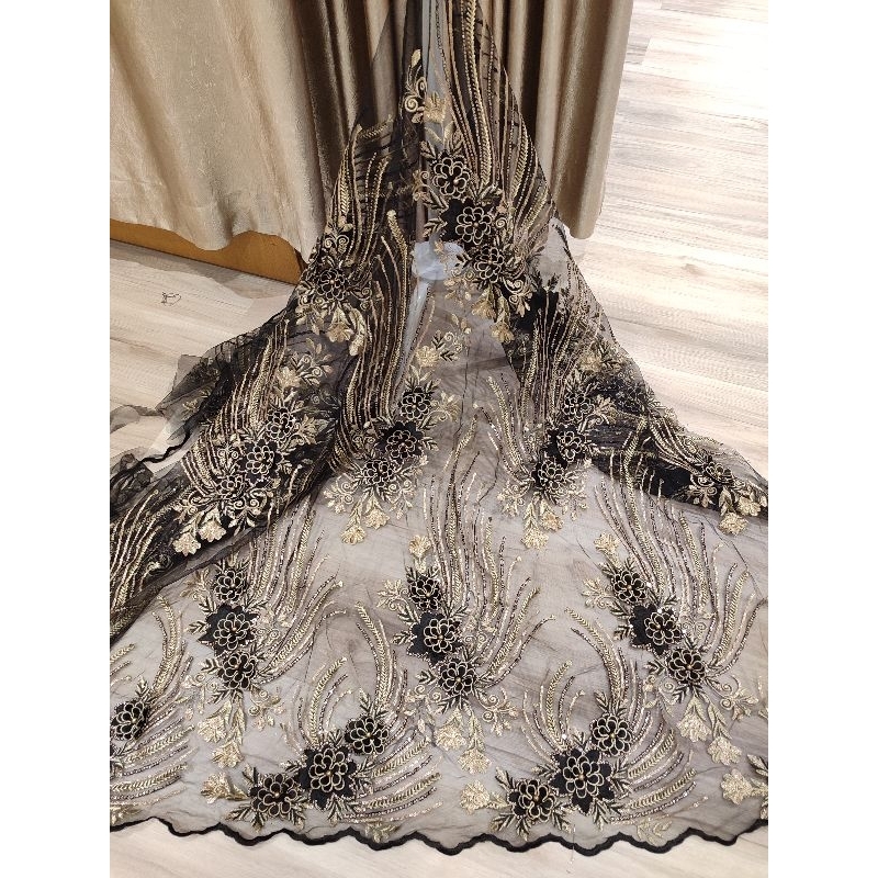 kain brokat hitam gold bahan baju pesta baju kurung kain kebaya tile brokat