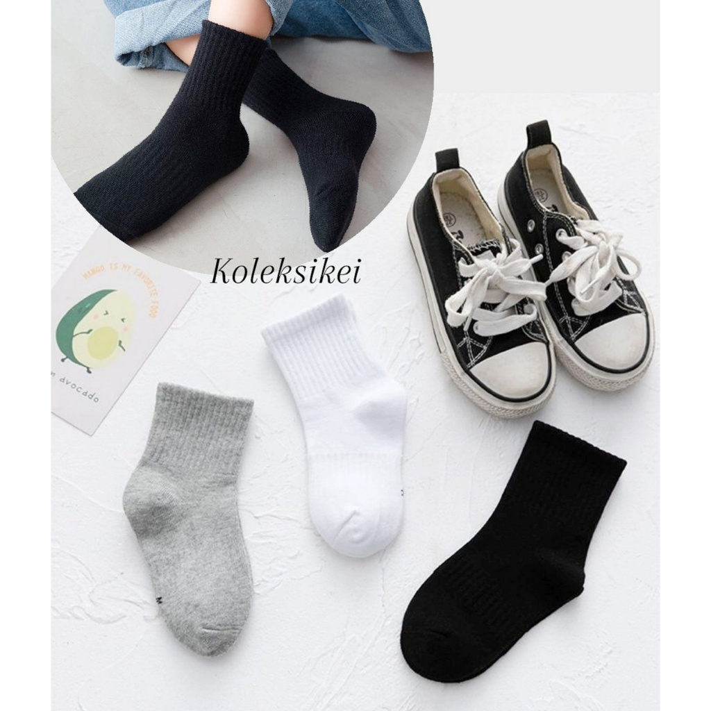 ACC 349 [ DAPAT 2 PASANG = 4 PCS ] KAOS KAKI SEKOLAH PREMIUM TEBAL IMPORT JAHITAN PRESISI / PUTIH / 