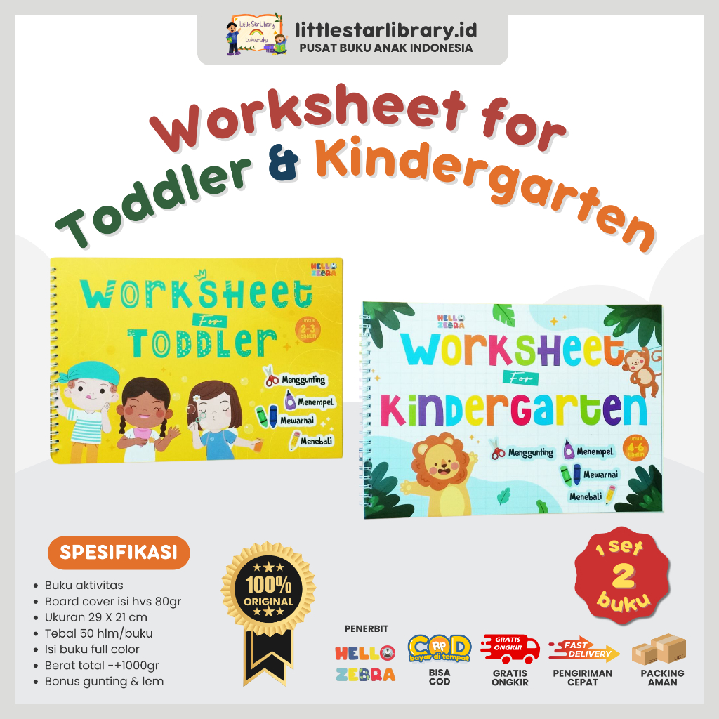 bukuanaku.id x Hello Zebra - Lembar Kerja/Worksheet For Toddler dan Kindergarten