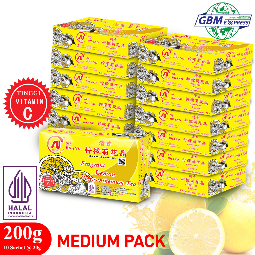 

SU Brand Weekly Pack Fragrant Lemon Chrysanthemum Tea Membantu Redakan Panas Dalam Tinggi Vit C - 15 Pcs