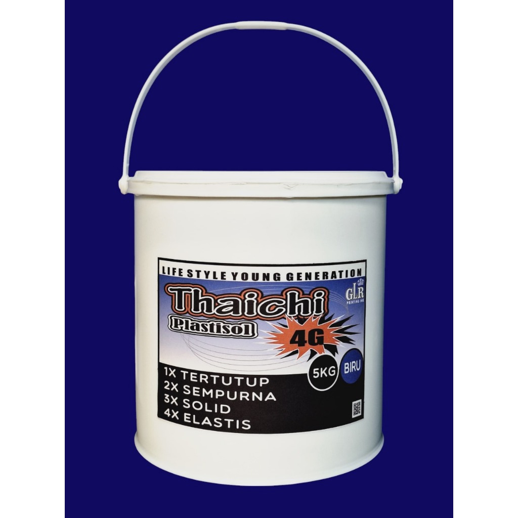 Tinta Cat Sablon Plastisol Thaichi Seri 4G Plastisol Putih, Hitam, Kuning, Biru, Merah Kemasan 5 Kg