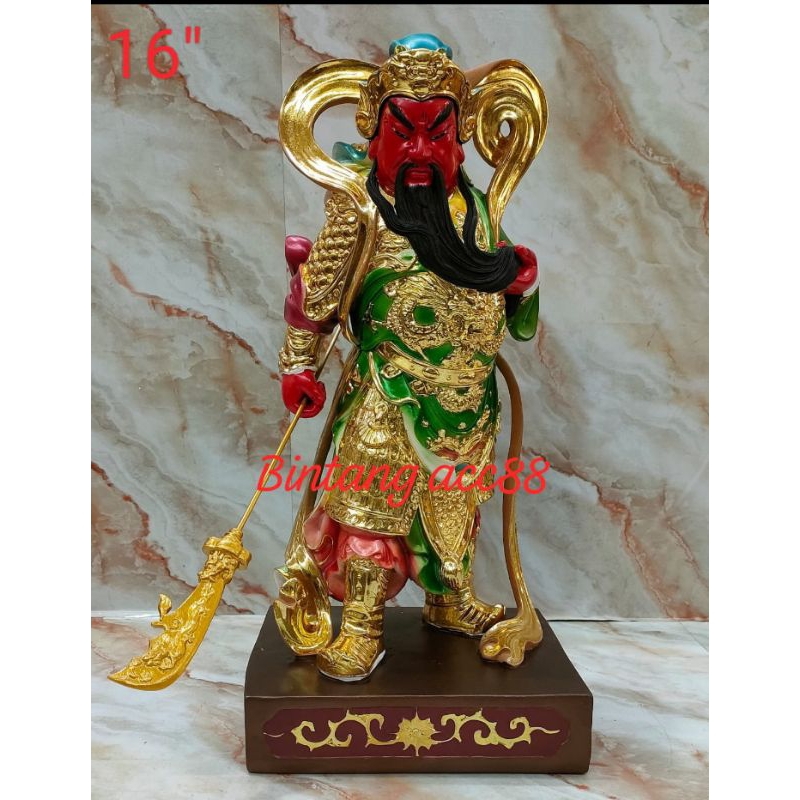 patung dewa kwan kong/ kwan kung / kwan te - fiber - 16inch - berdiri