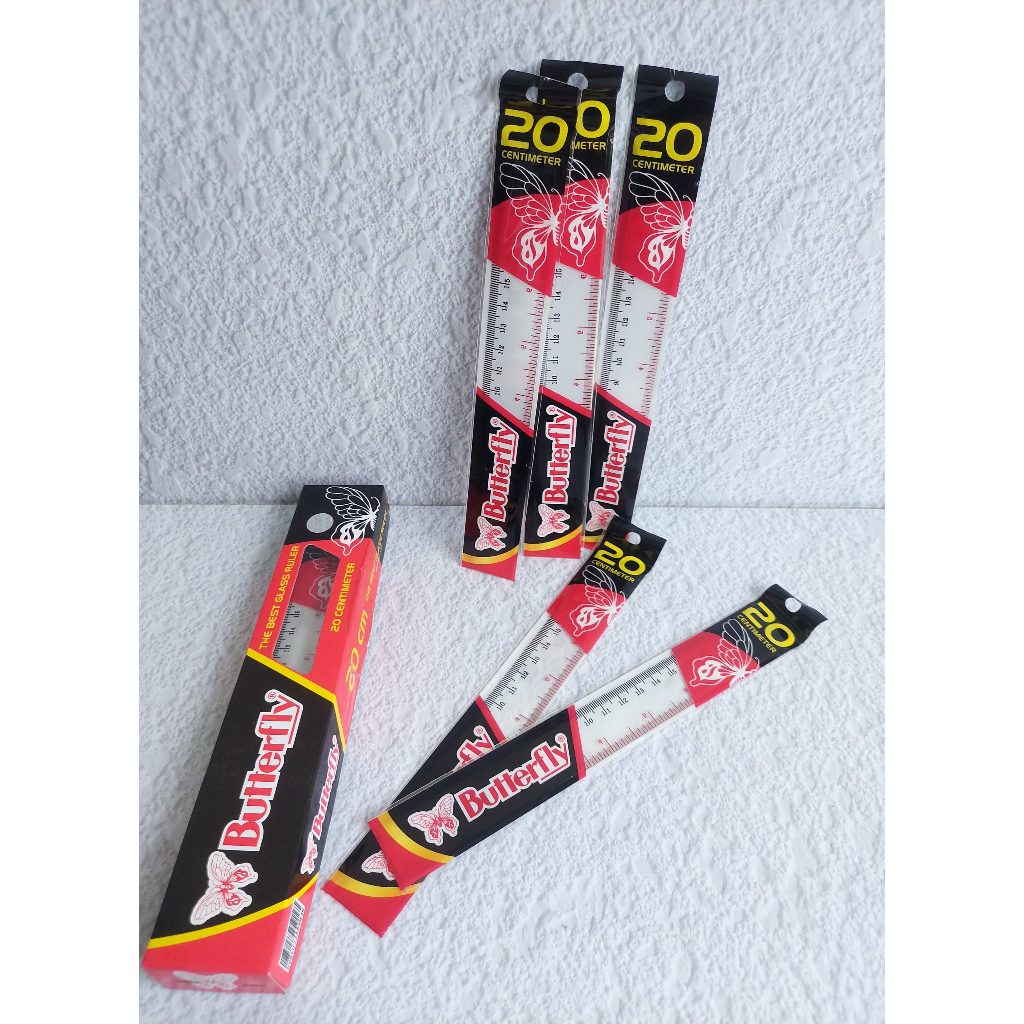 

Penggaris Plastik / Alat Ukur BUTTERFLY Ukuran 20cm