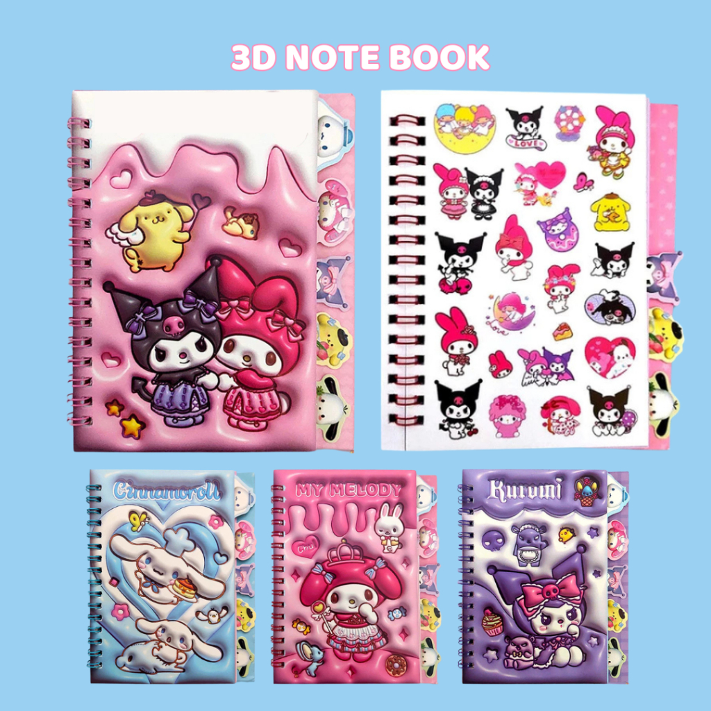 

Notebook Mini Lucu Diary Kuromi Cinnamoroll My Melody Buku Catatan Kecil Stiker Sticker Anak