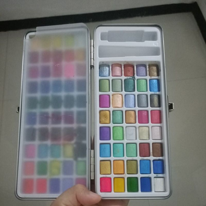 

Cat Lukis air Watercolor merek Giorgione preloved 90 warna pastel Glitter