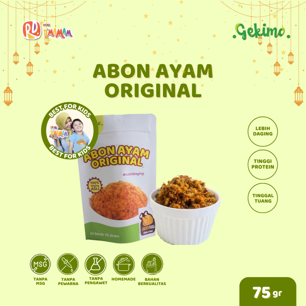 

Radaza D'MAMAM Abon Ayam Anak MPASI 75g Full Daging Travel Friendly Non MSG Non Pengawet Gekimo