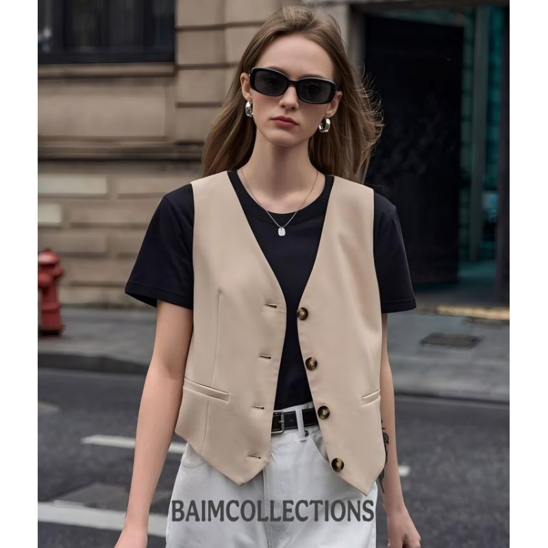 Rompi Korea Style Wanita | Vest Korean Style | Rompi Jas Wanita Tanpa Lengan