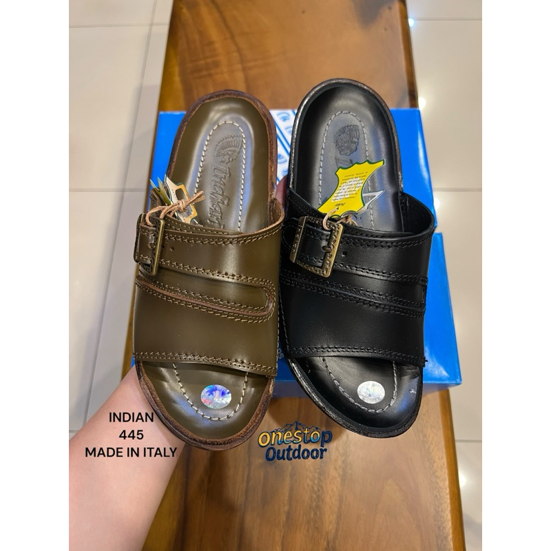 Sandal Pria INDIAN 445 Made in Italy Original - Sandal Slide Kulit Asli Indian 445 Sandal Selop Pria