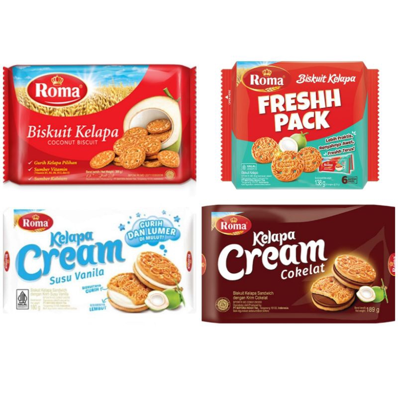 

Roma Aneka Biskuit Kelapa cream vanila dan cokelat fresh pack