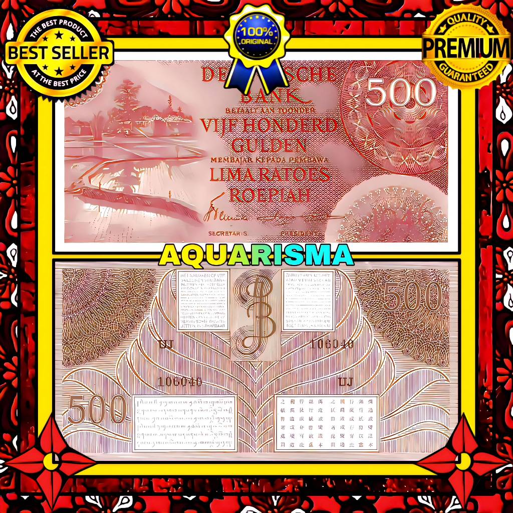 KOLEKSI NUMISMATIK - SOUVENIR UANG KUNO 500 RUPIAH INDONESIA PERSAWAHAN 1946