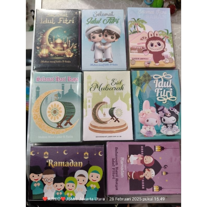 

1 pak ( 50 PC ) amplop idul Fitri isi 50 PC sudah sama mika