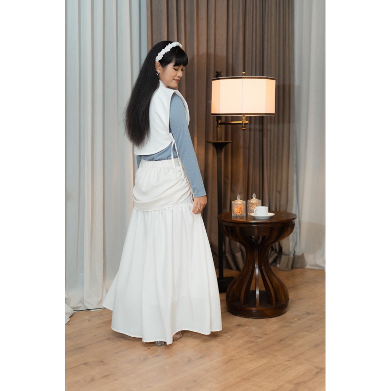 Jasmine skirt rok panjang putih rok layer anjani.studios