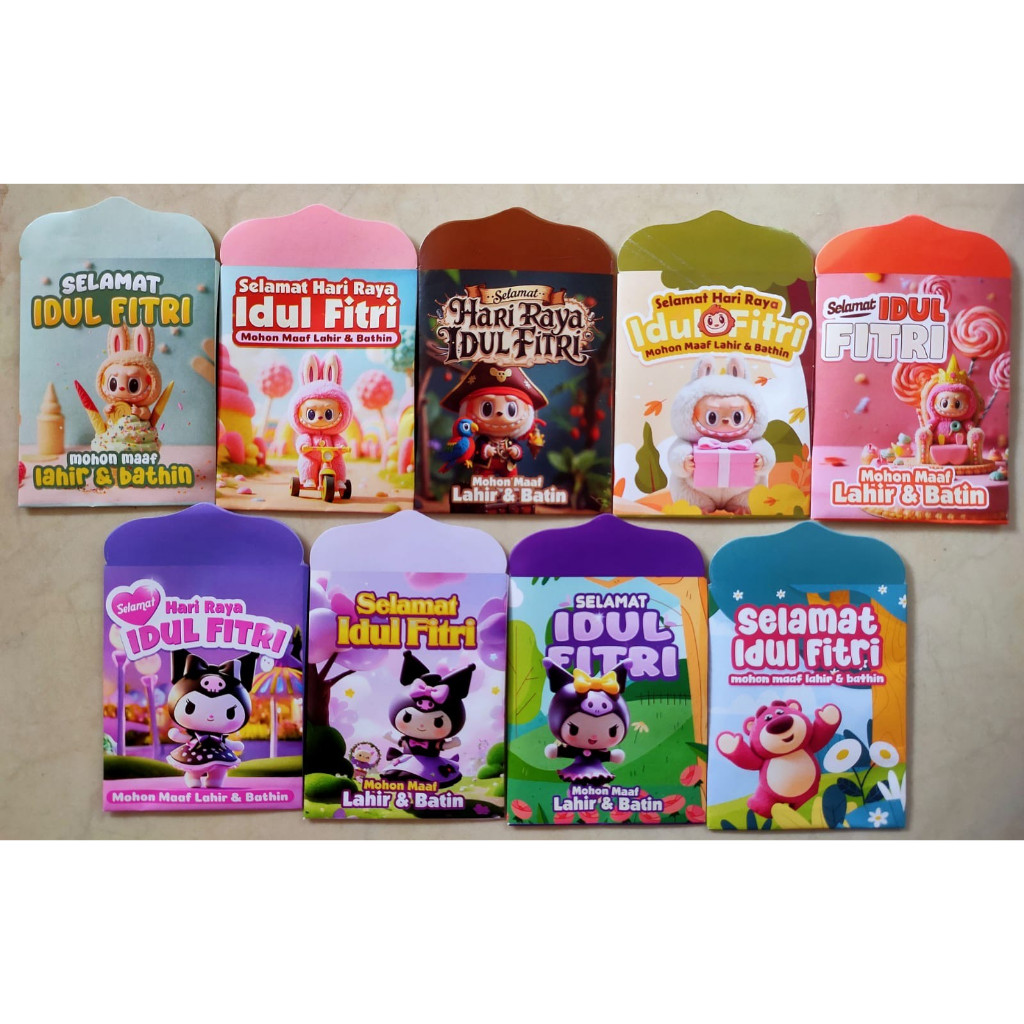 

10pcs Amplop Lebaran 2025 Motif Labubu Kartun Karakter