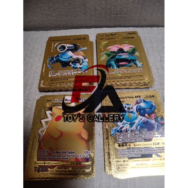 mainan kartu pokemon emas/trading card pokemon emas isi 10pcs