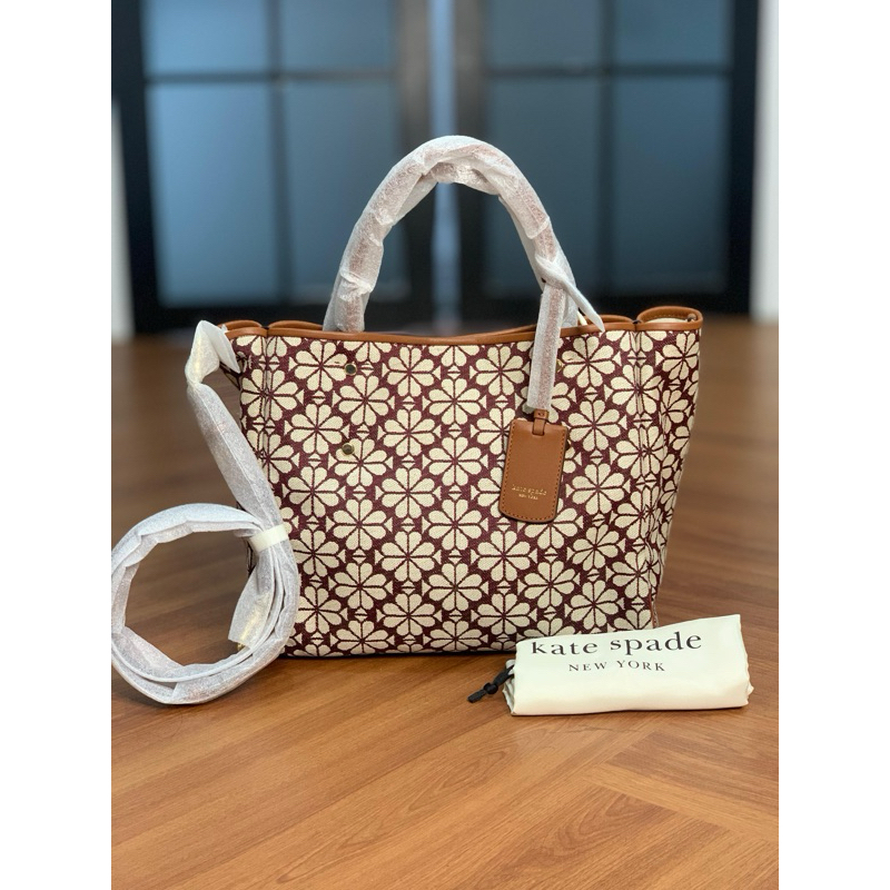 KS Flower Jacquard Medium Everything Tote burgundy Multi