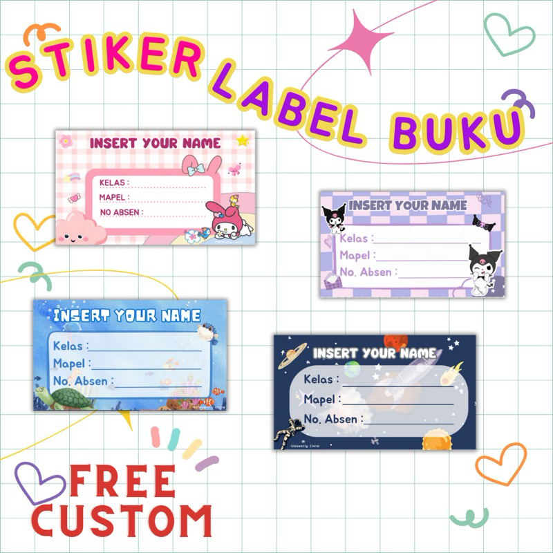 

(Custom) Stiker Buku Pelajaran Anak Sanrio- Sticker Buku Sekolah Doraemon - Stiker Anak Lucu - Stiker Mapel Anak