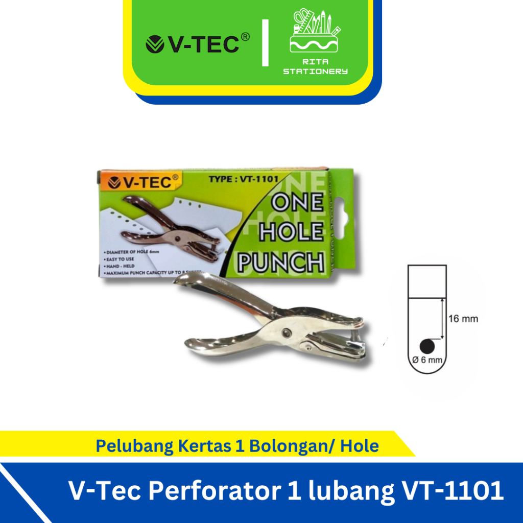 

V-TEC One Hole Punch Pembolong Kertas 1 Lobang Perforator