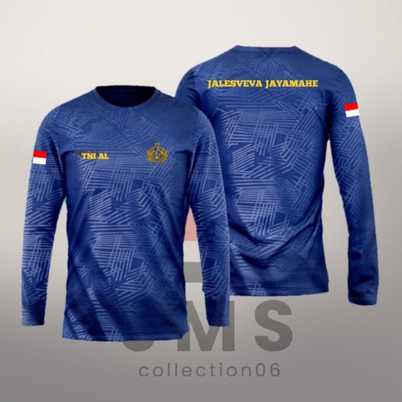 kaos model logo TNI AL lengan panjang / kaos logo TNI AL bahan dryfit emboss/ baju kaos lengan panja