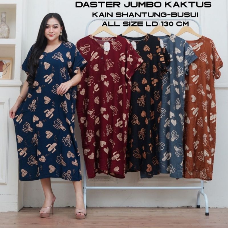 Daster Motif Jumbo Wanita Lengan Pendek Ld 130 Kain Rayon Busui Bumil Panjang Dress Bawah lutut Dast