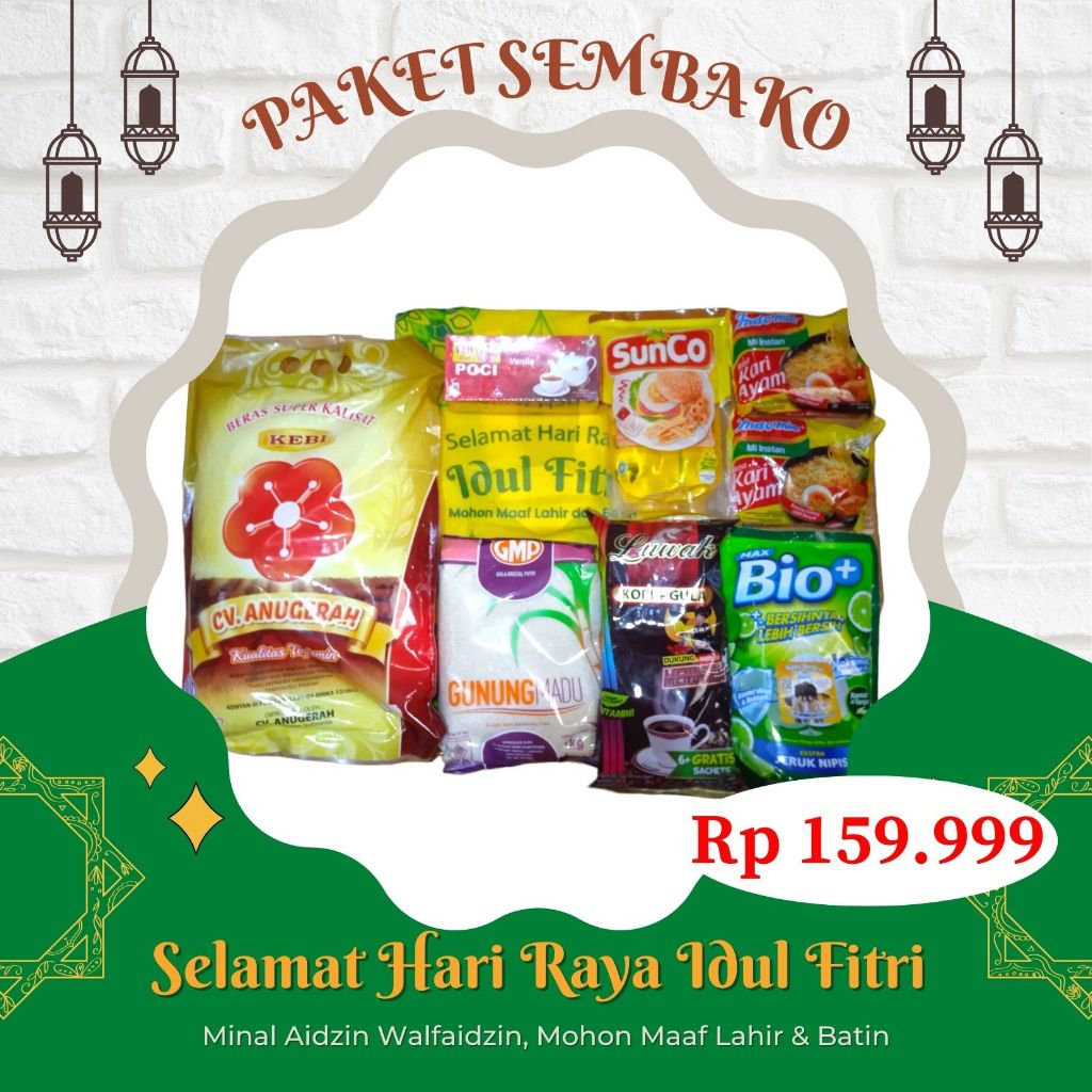 

PARSEL SEMBAKO 7 KG FREE KARTU UCAPAN PARCEL HAMPERS IDUL FITRI THR HARI RAYA LEBARAN IDUL FITRI BAKSOS DONASI ZAKAT FITRAH FIDYAH