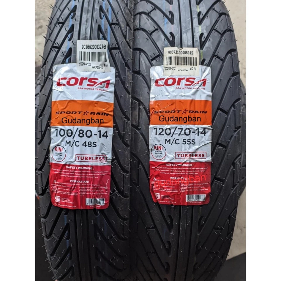 ( RING 14 ) SPORT RAIN  CORSA BAN VARIO PCX 150 (CEK VARIAN 100 80 / 120 70 ) TUBELESS FREE PENTIL