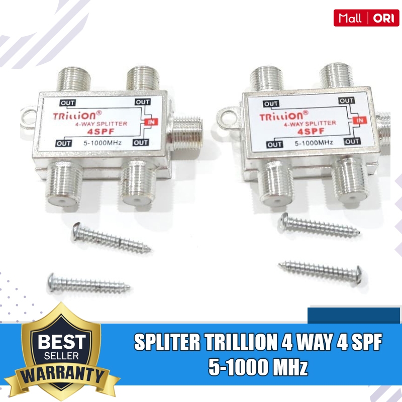 TRILLION Splitter 4 Way  4SPF Frekuensi 5-1000 Mhz Spliter Trillion 4 Spf 4 Way Splitter