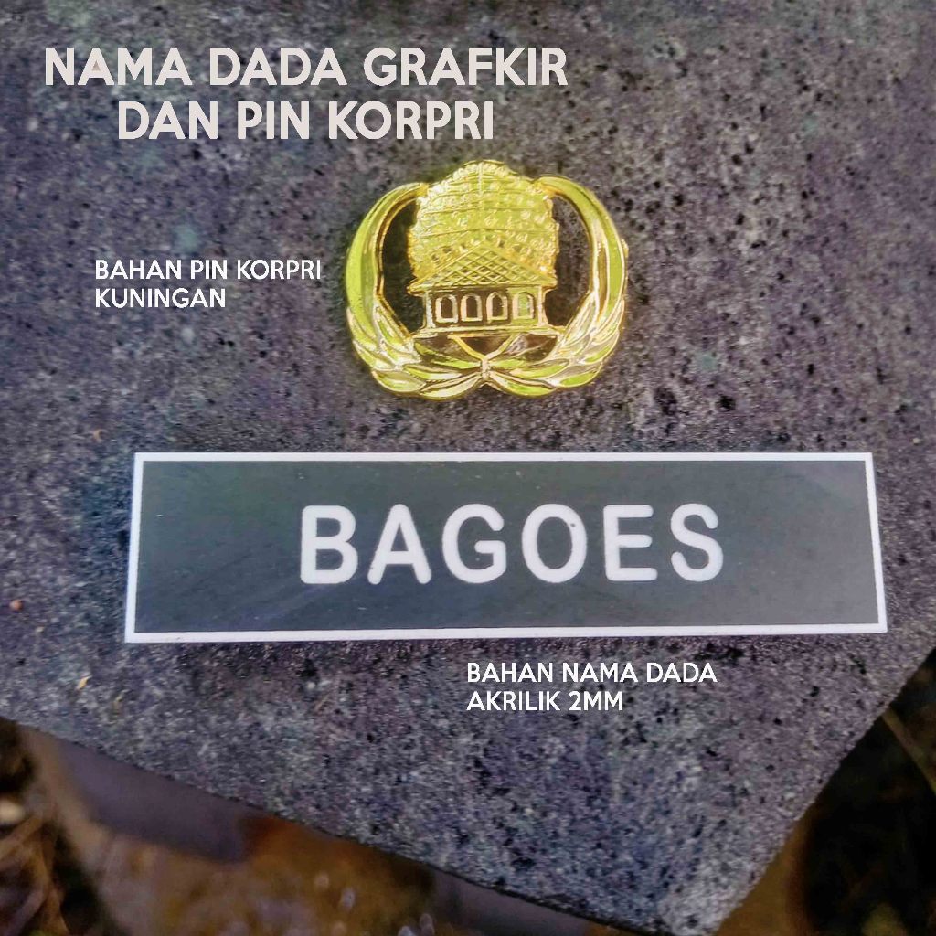 Papan Nama Dada Grafir Papan Nama Dada Plus Pin Korpri Kuningan Lencana Korpri