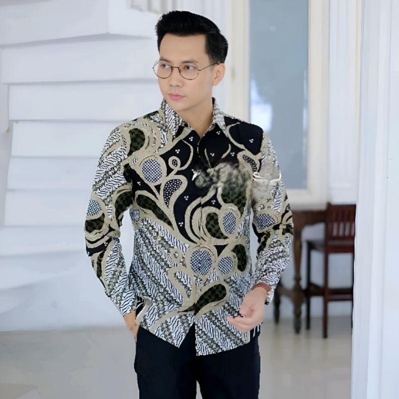 baju kemeja pria slimfit atasan batik lapis puring premium terbaru