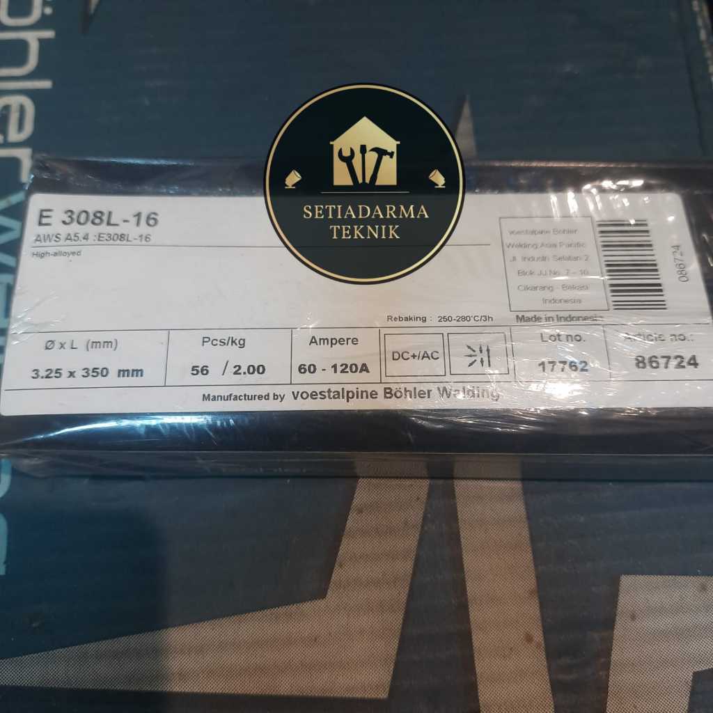 KAWAT LAS STAINLESS BOHLER E308L-16   3.25MMx350MM ISI 2KG PER PACK
