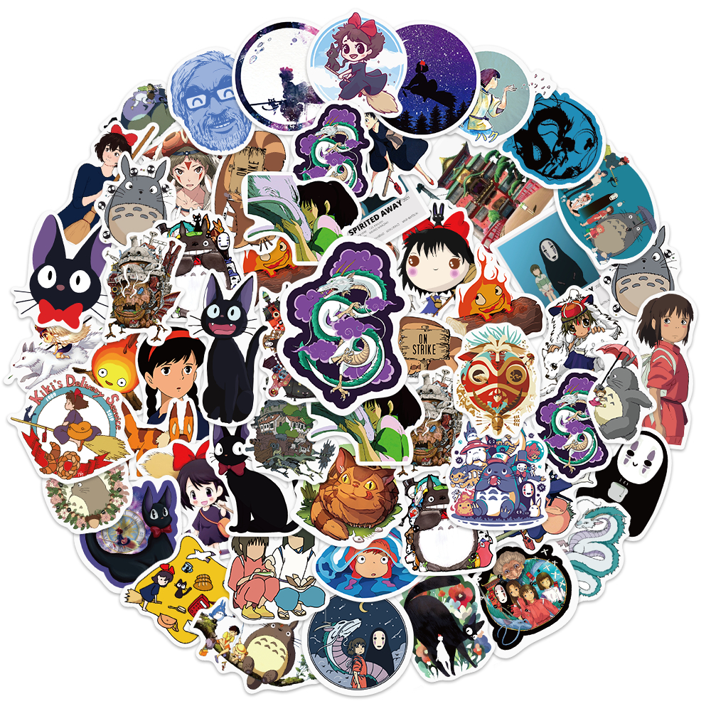 

50PCS Animasi Miyazaki Sticker Suitable for laptop skateboards and mobile phone decorations stickers