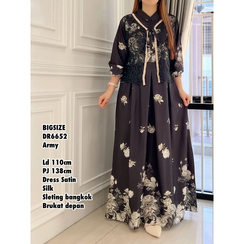 JOYSTUFF / DR6652 DRESS SATIN IMPORT / GAMIS LEBARAN IMPORT / GAMIS MEWAH / GAMIS VIRAL / REALPICT /