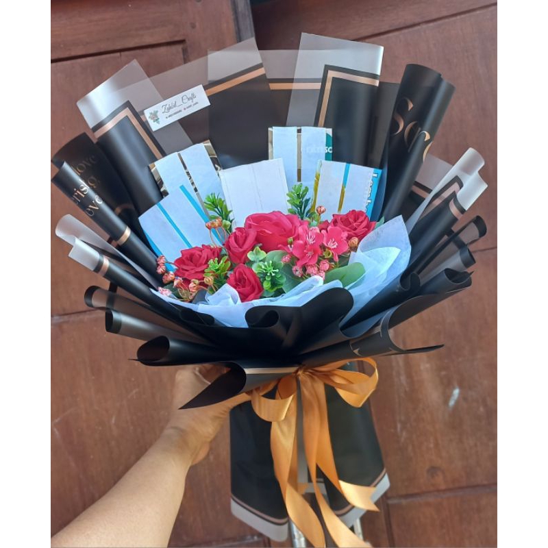 

Buket bunga flower bouquet Hadiah wisuda Bucket kosongan cocok utk rokko, kopi dan snack 5 pcs