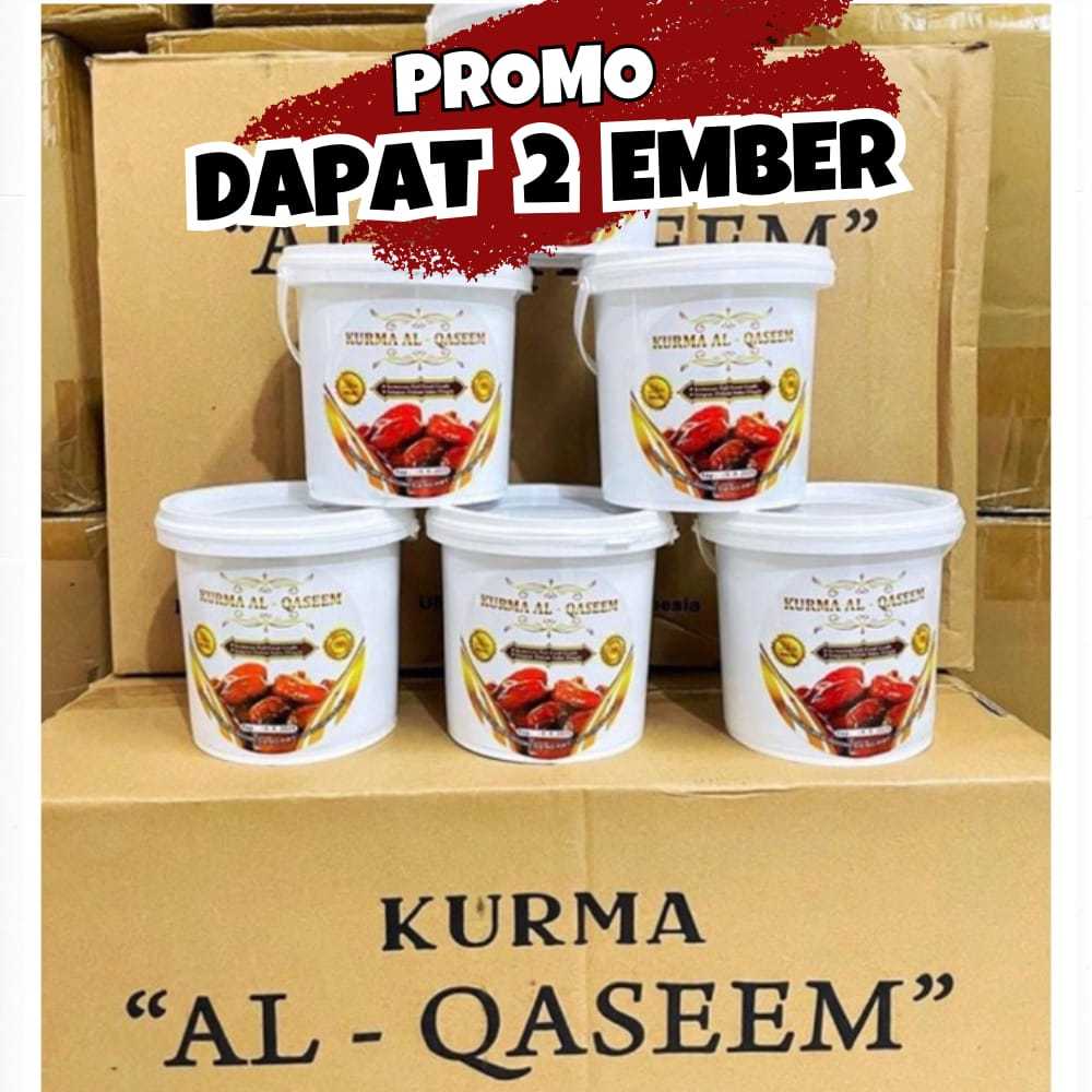 

Prom Paket 2 Ember Kurma Al Qaseem 500gram x 2 Ember 1000gram Kurma Sukari Kurma Musdalifah