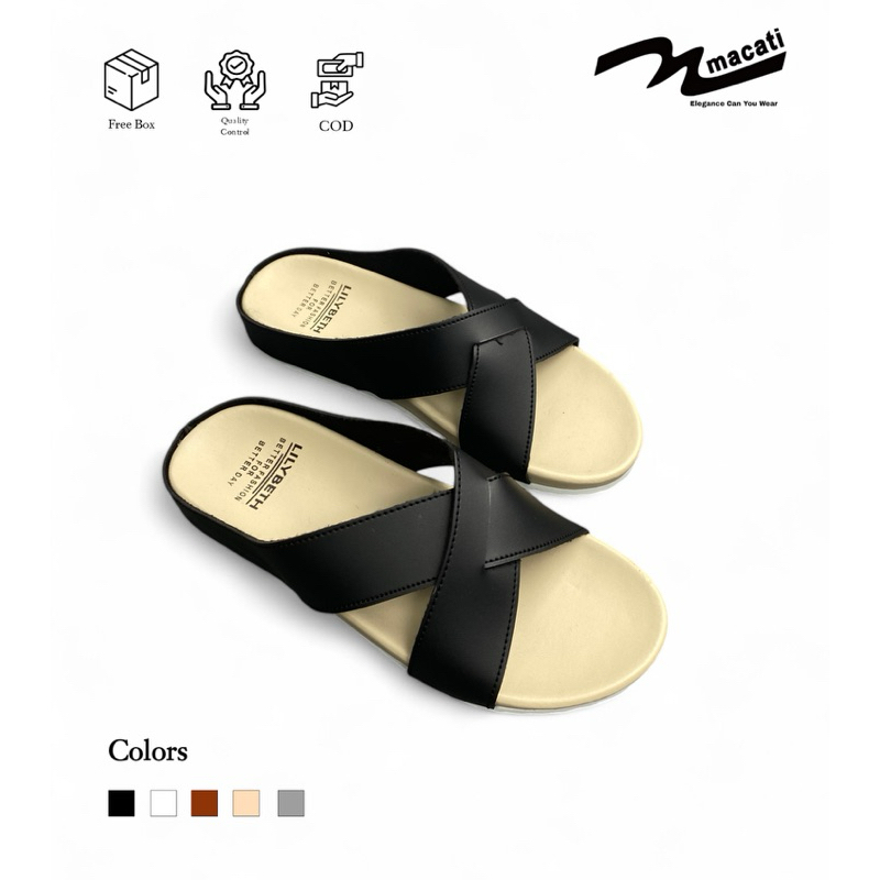 "New Macati" Sandal Flatform Wanita Sandal Flat Ban dua Silang cewek Sandal Selop Wanita Kekinian Ko