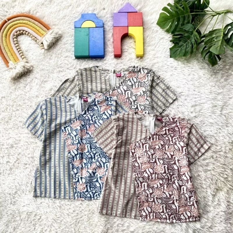BLUS BATIK ANAK SHEILA LENGAN PENDEK BUNGA LURIK BAHAN KATUN BELAH TANGAN