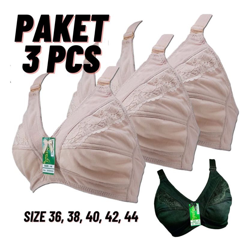 TERMURAH ISI 3PCS,,, BH IBU JUMBO / BH INTERNASIONAL TANPA BUSA TANPA KAWAT TALI LEBAR DAN BESAR BAH