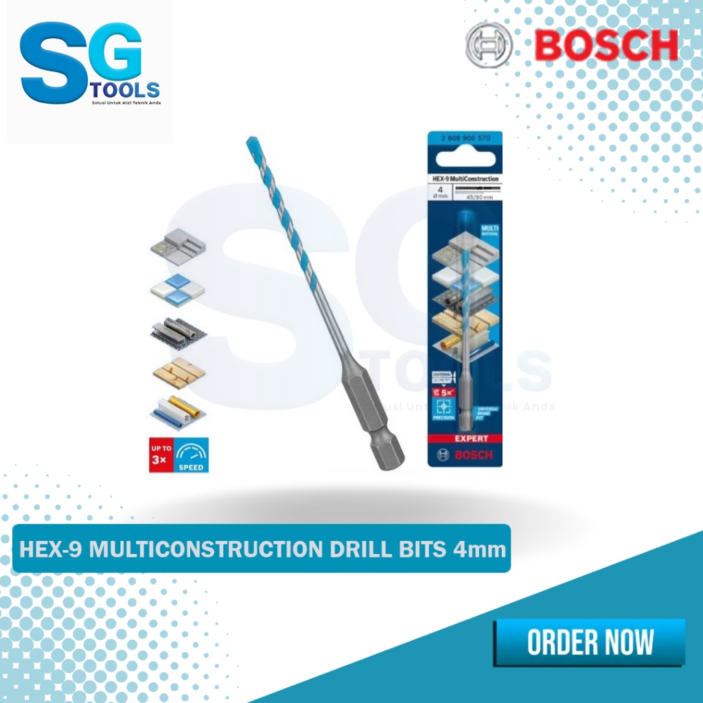Bosch HEX-9 4mm Mata Bor Multi Material ORIGINAL Beton Kayu Besi Keramik