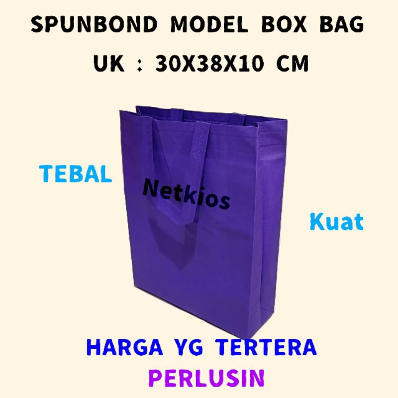 

TASSPUNBONDTOTEBAGSHOPINGBAGTASHAMPERSTASBELANJAGOODIEBAGMODELBOXBAGUK:30X38X10CM(PERPACKISI12PC)