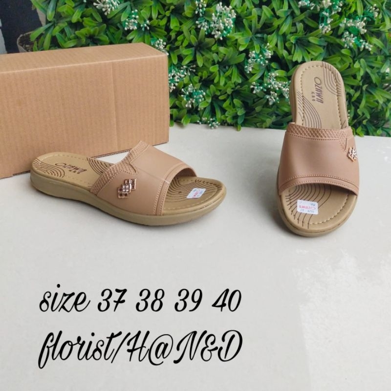 Sandal wedges selop wanita merk Ozawa bahan sintetis size 37-40