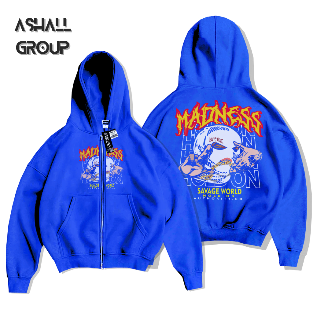 Hoodie Boxy Zipper Motif Madness Benhur Unisex Oversize Hoodie Resleting Boxy Hoodie Zipper Boxy Hoo
