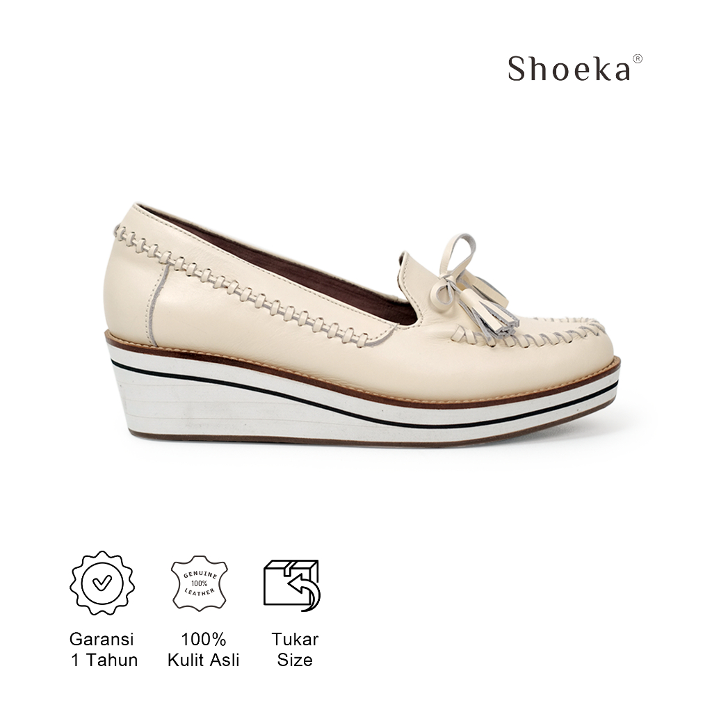 Shoeka - Sepatu Kulit Wanita - Alina Wedges Spon