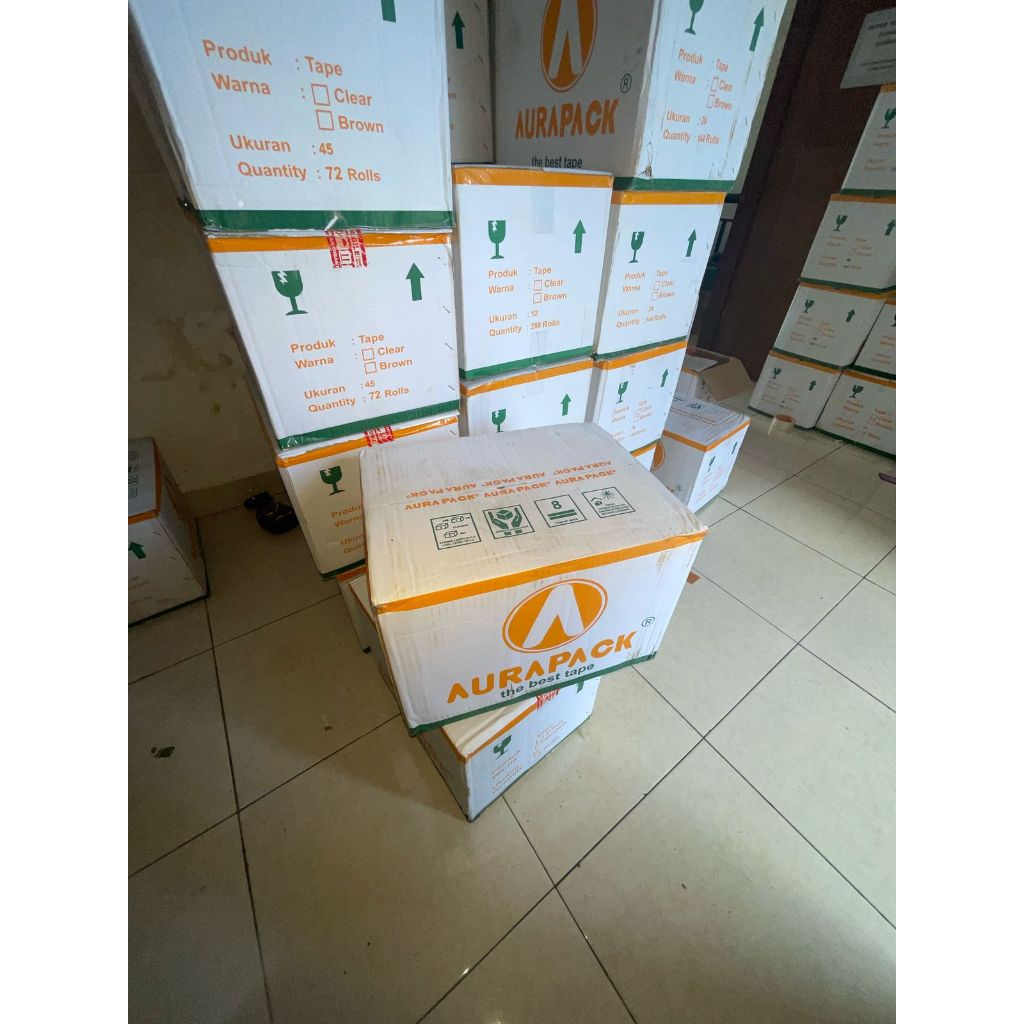 

Lakban Bening Coklat Aurapack 1 dus 45mm x 55 Yard Aura Pack Solatip Tebal