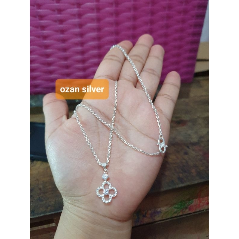 kalung medan perak +liontin permata perak