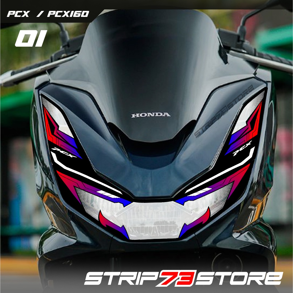 KODE 01 TERBARU STIKER ALIS LAMPU DEPAN MOTOR PCX 160 - STIKER ALIS LAMPU PCX 160 PREMOIUM GRAFIK