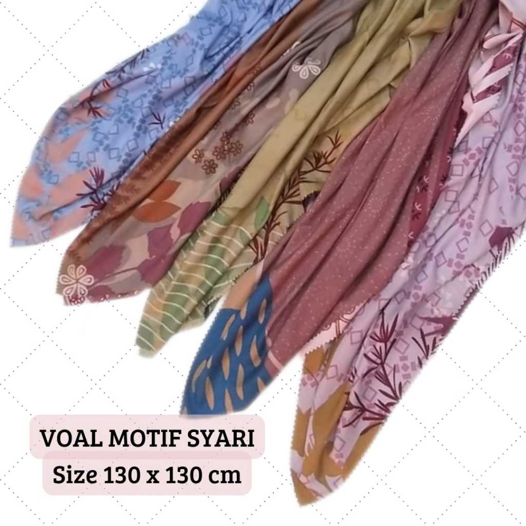 Hijab - Kerudung segi empat voal motif syari